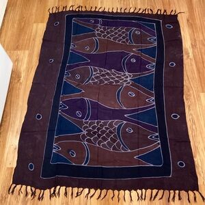 VINTAGE Large fish paréo scarf or wall tapestry - circa 1996
